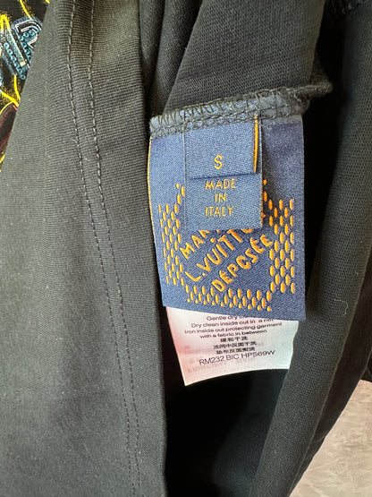 Louis Vuitton Black Cotton T-Shirt with Neon Motel Embroidery