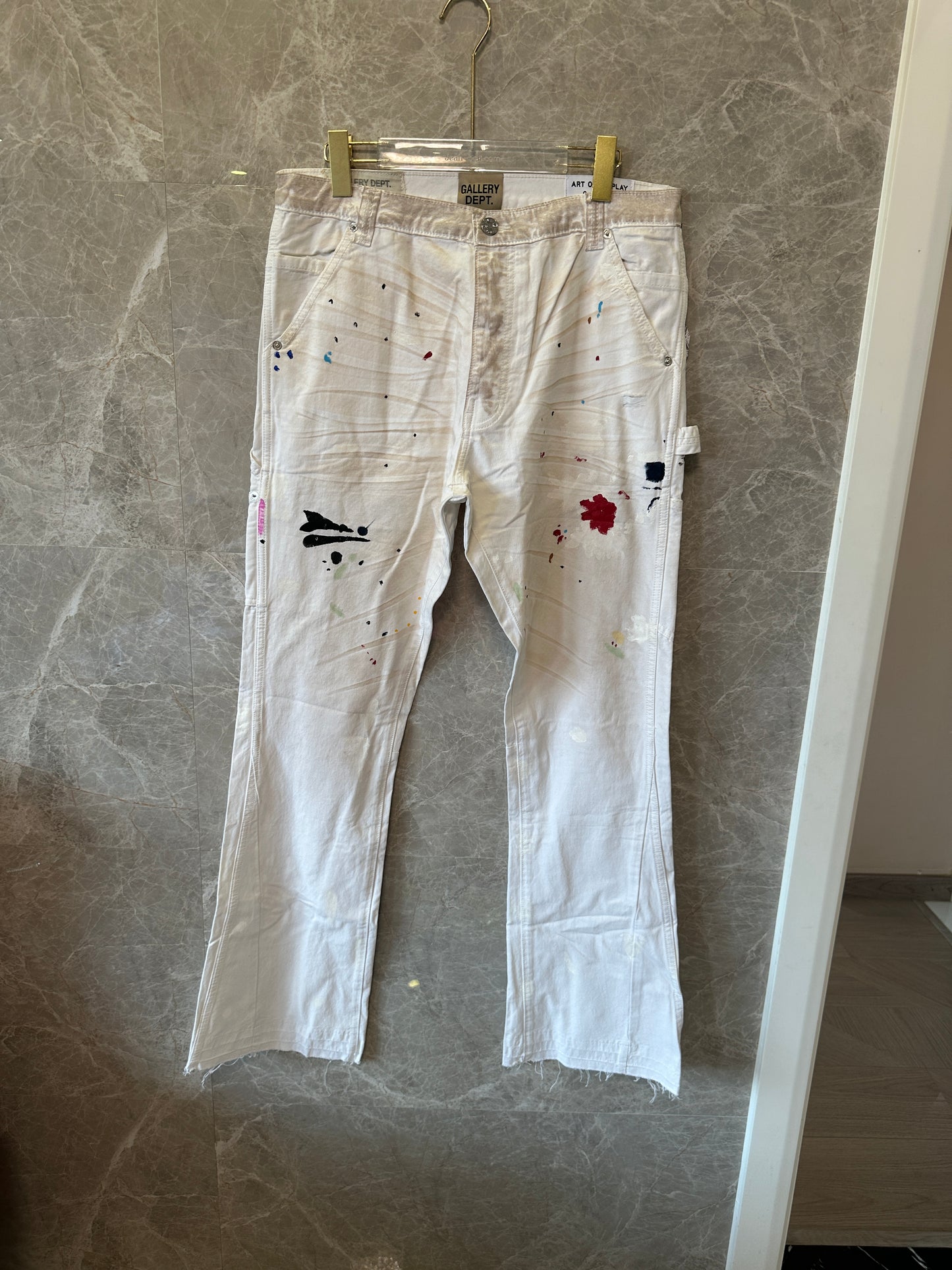 Gallery Dept. White Paint-Splatter Carpenter Pants