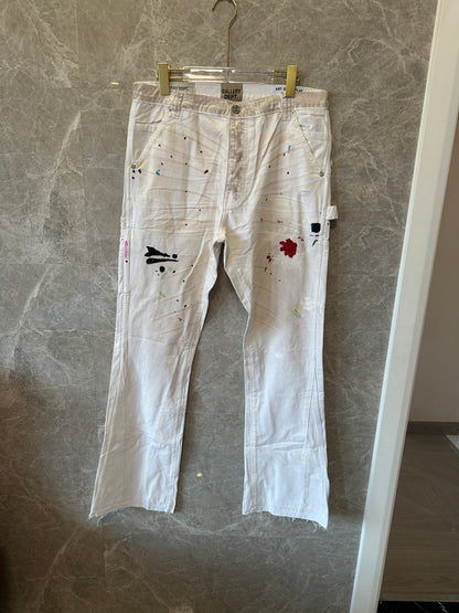 Gallery Dept. White Paint-Splatter Carpenter Pants