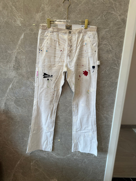 Gallery Dept. White Paint-Splatter Carpenter Pants