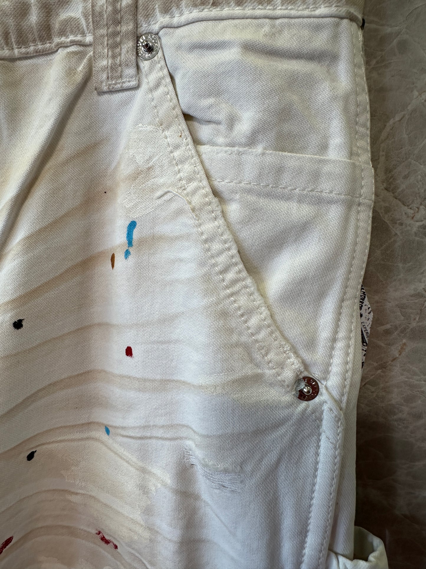 Gallery Dept. White Paint-Splatter Carpenter Pants