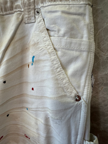 Gallery Dept. White Paint-Splatter Carpenter Pants