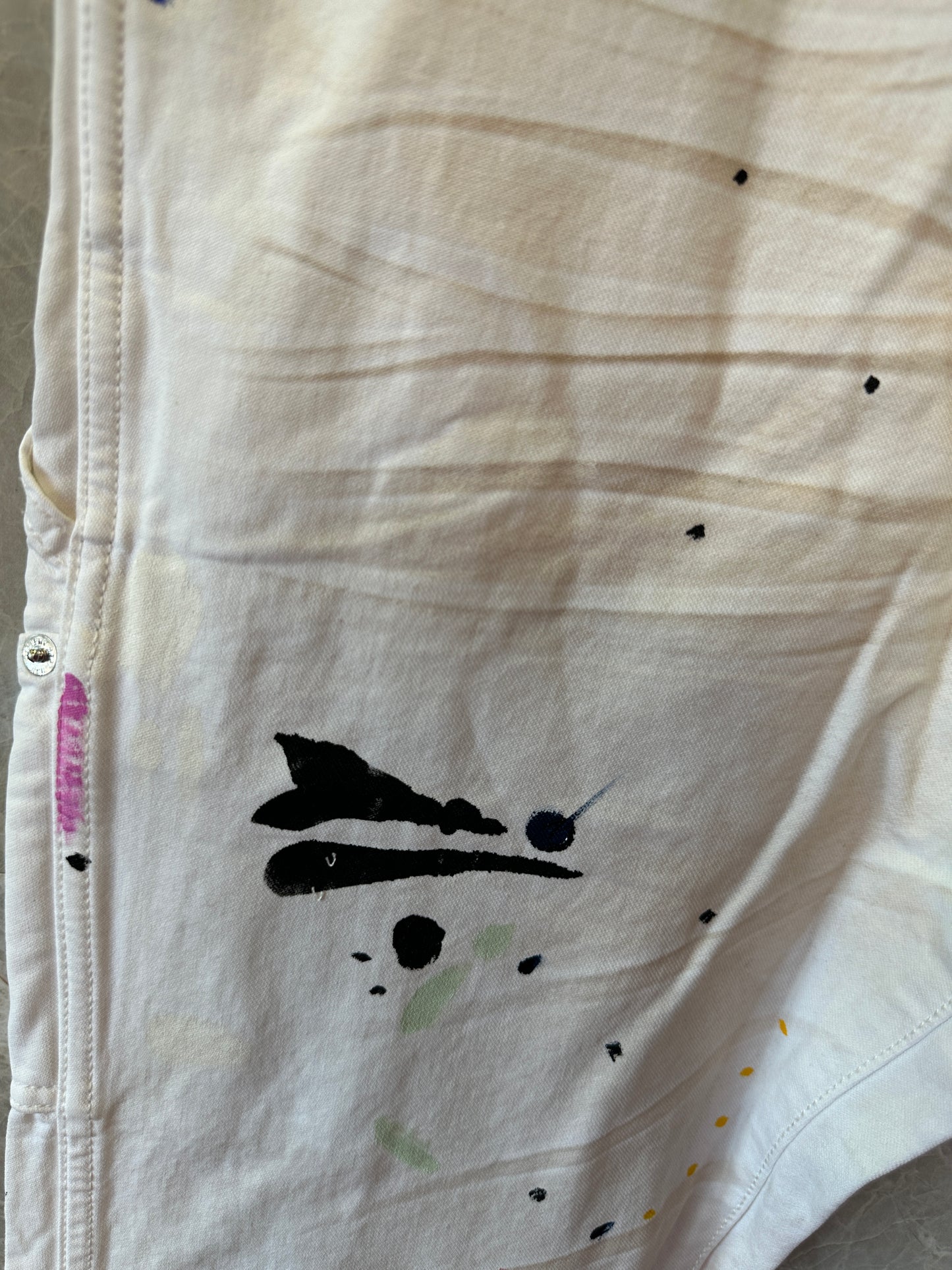 Gallery Dept. White Paint-Splatter Carpenter Pants