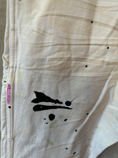 Gallery Dept. White Paint-Splatter Carpenter Pants