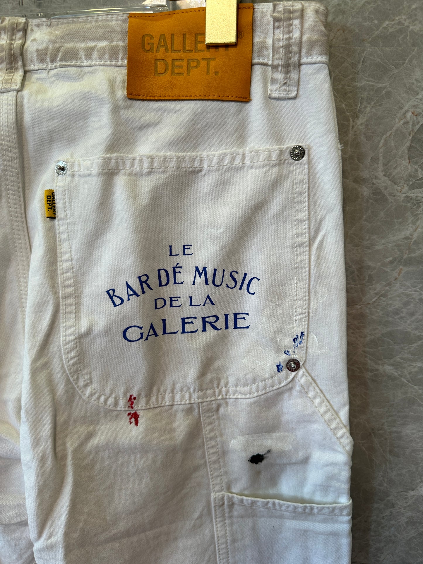 Gallery Dept. White Paint-Splatter Carpenter Pants