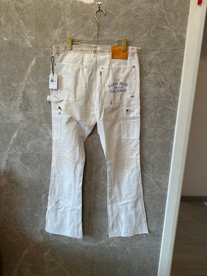 Gallery Dept. White Paint-Splatter Carpenter Pants