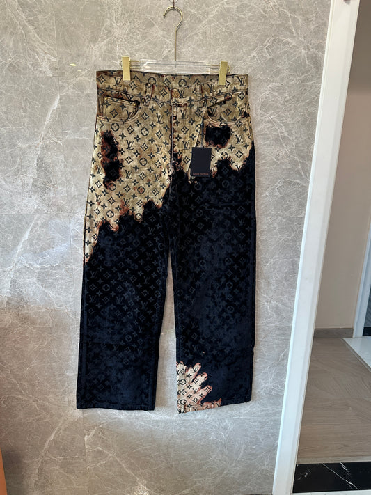 Louis Vuitton Monogram Velvet Burnout Jeans – Black & Beige