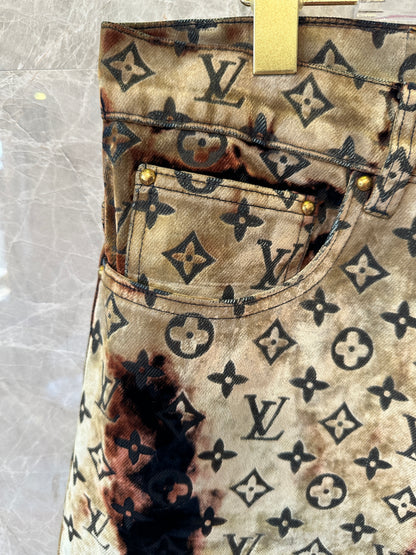 Louis Vuitton Monogram Velvet Burnout Jeans – Black & Beige