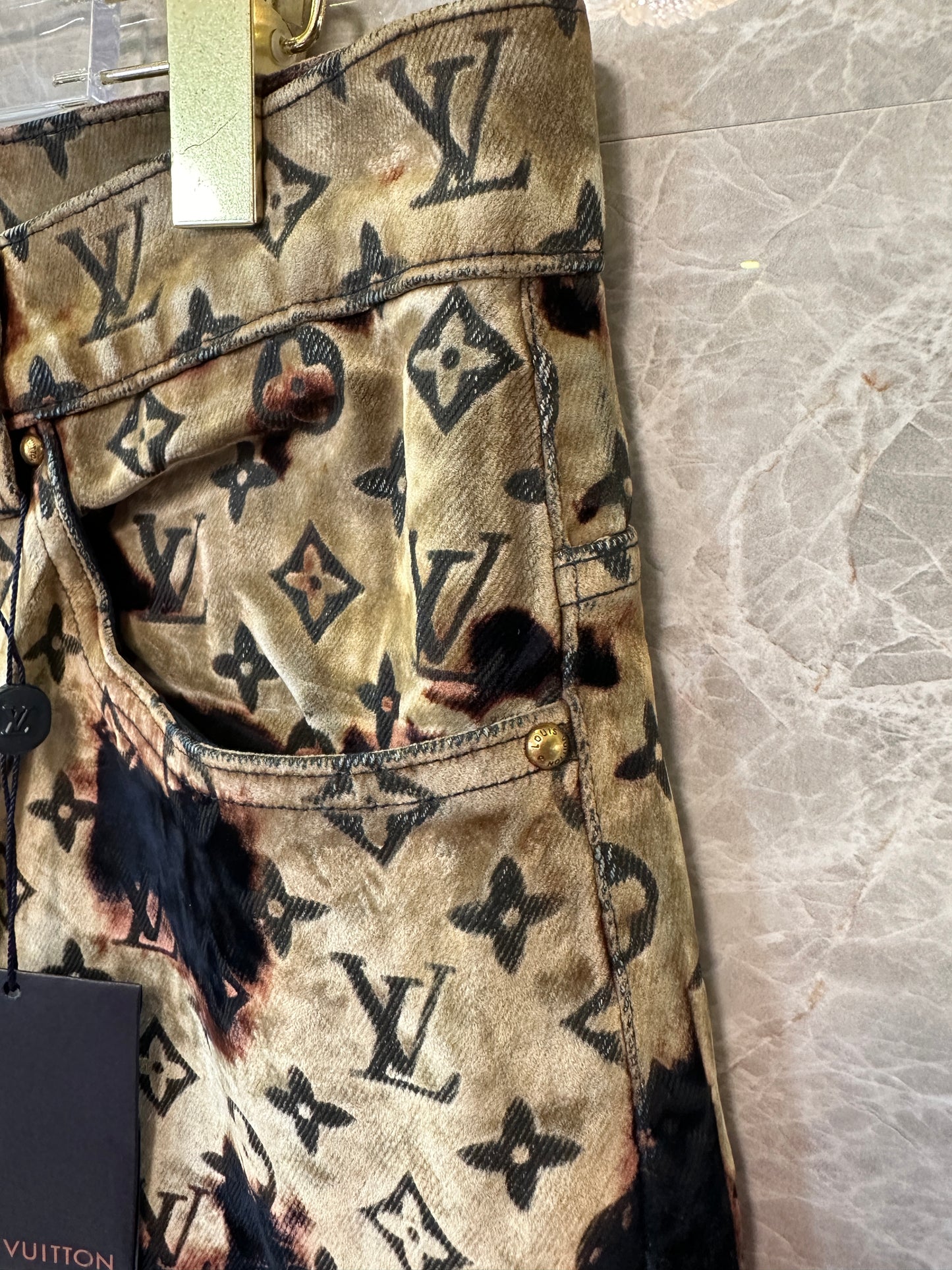 Louis Vuitton Monogram Velvet Burnout Jeans – Black & Beige
