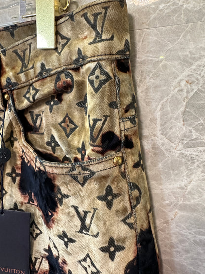 Louis Vuitton Monogram Velvet Burnout Jeans – Black & Beige