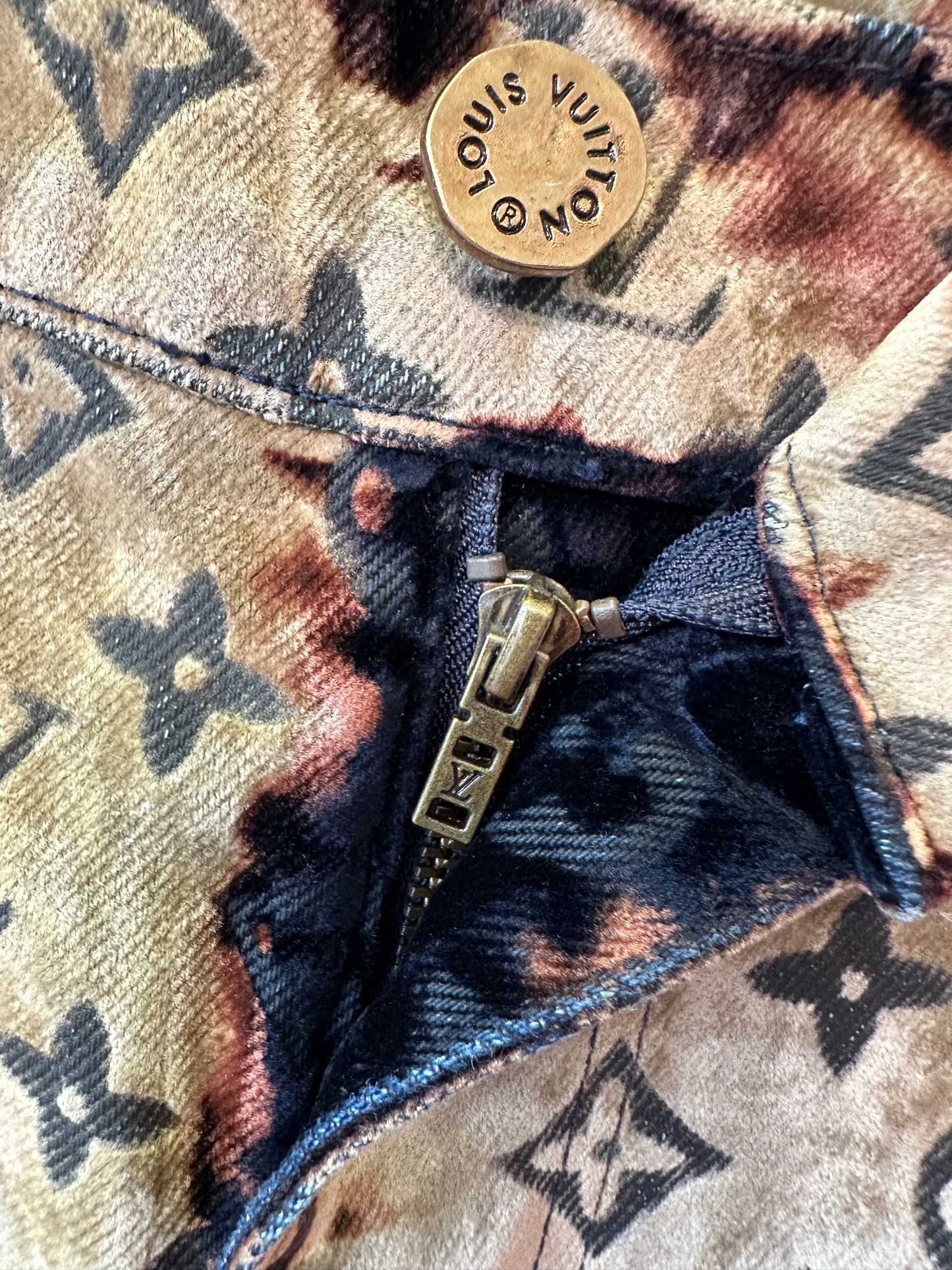 Louis Vuitton Monogram Velvet Burnout Jeans – Black & Beige
