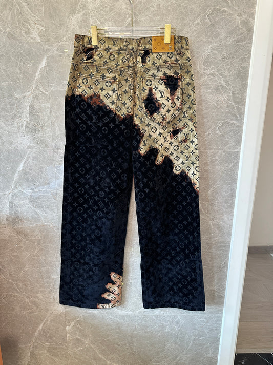 Louis Vuitton Monogram Velvet Burnout Jeans – Black & Beige