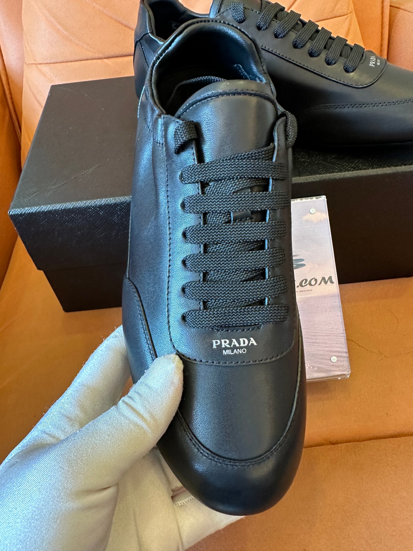 Prada Milano Black Leather Sneakers