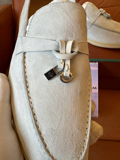 Loro Piana Suede Loafers with Charm – Beige