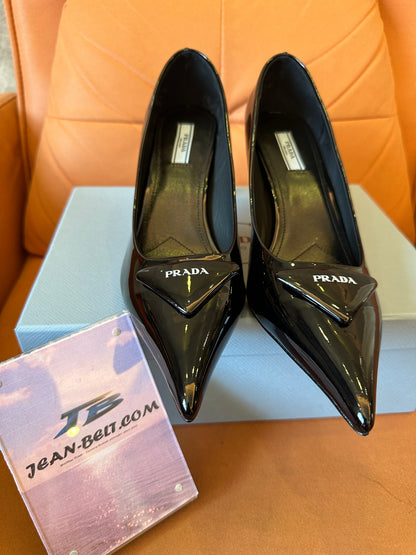 Prada Women's Black Patent Leather Pointed Toe Pumps