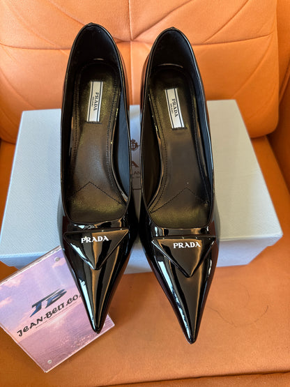 Prada Women's Black Patent Leather Pointed Toe Pumps