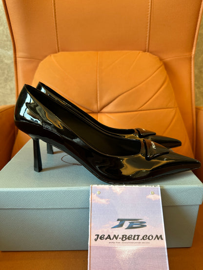 Prada Women's Black Patent Leather Pointed Toe Pumps
