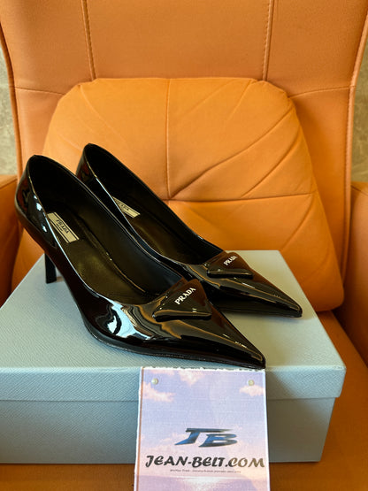 Prada Women's Black Patent Leather Pointed Toe Pumps
