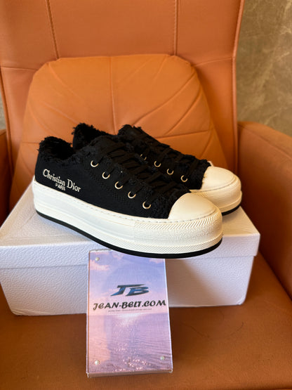 Dior Walk'n'Dior Black Canvas Platform Sneakers