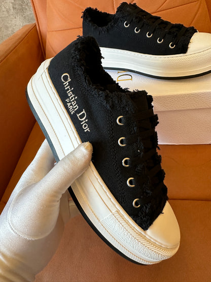 Dior Walk'n'Dior Black Canvas Platform Sneakers