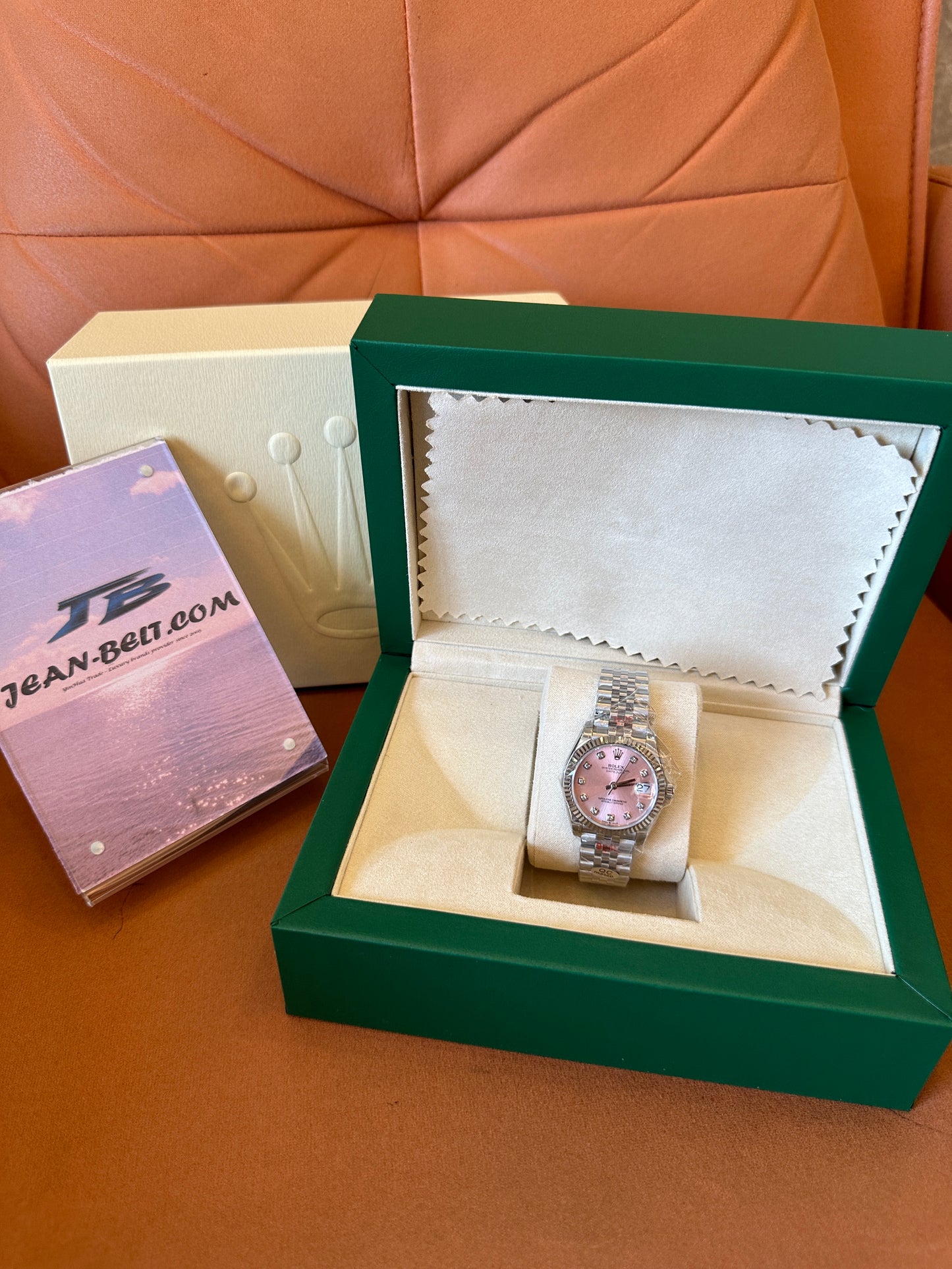 Rolex Datejust 36mm Pink Dial Diamond Hour Markers Jubilee Bracelet 2236 Movement