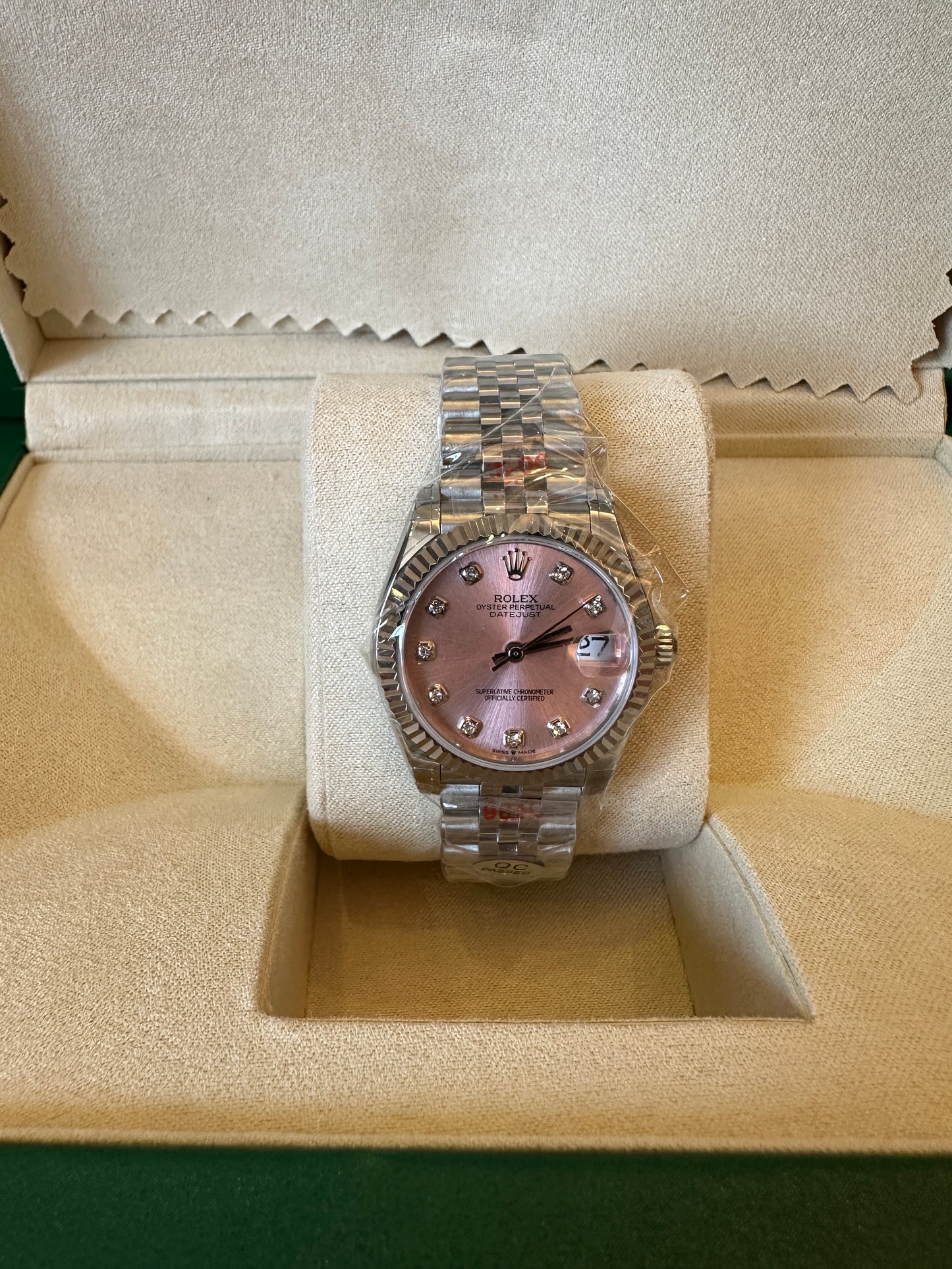 Rolex Datejust 36mm Pink Dial Diamond Hour Markers Jubilee Bracelet 2236 Movement