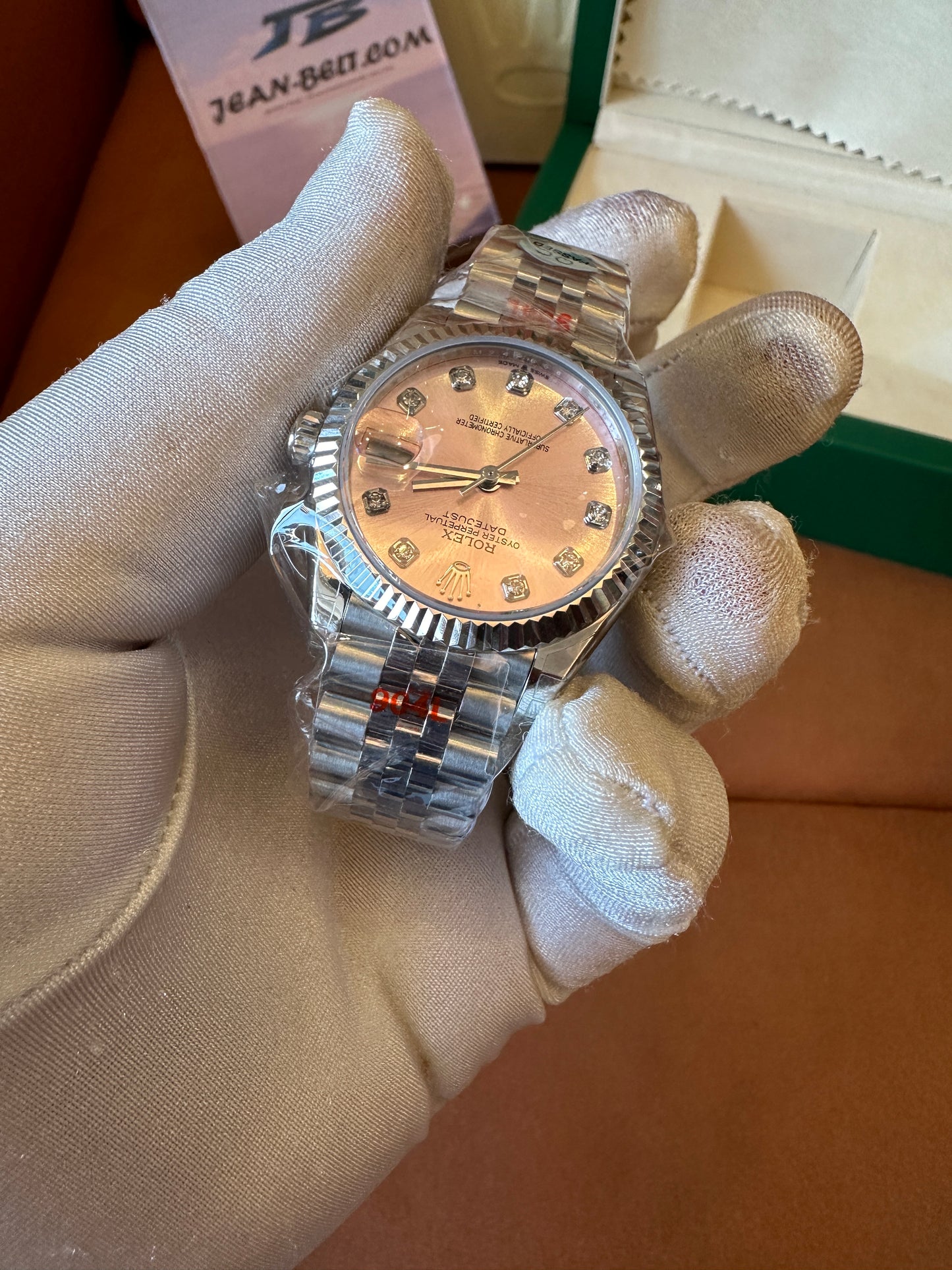 Rolex Datejust 36mm Pink Dial Diamond Hour Markers Jubilee Bracelet 2236 Movement