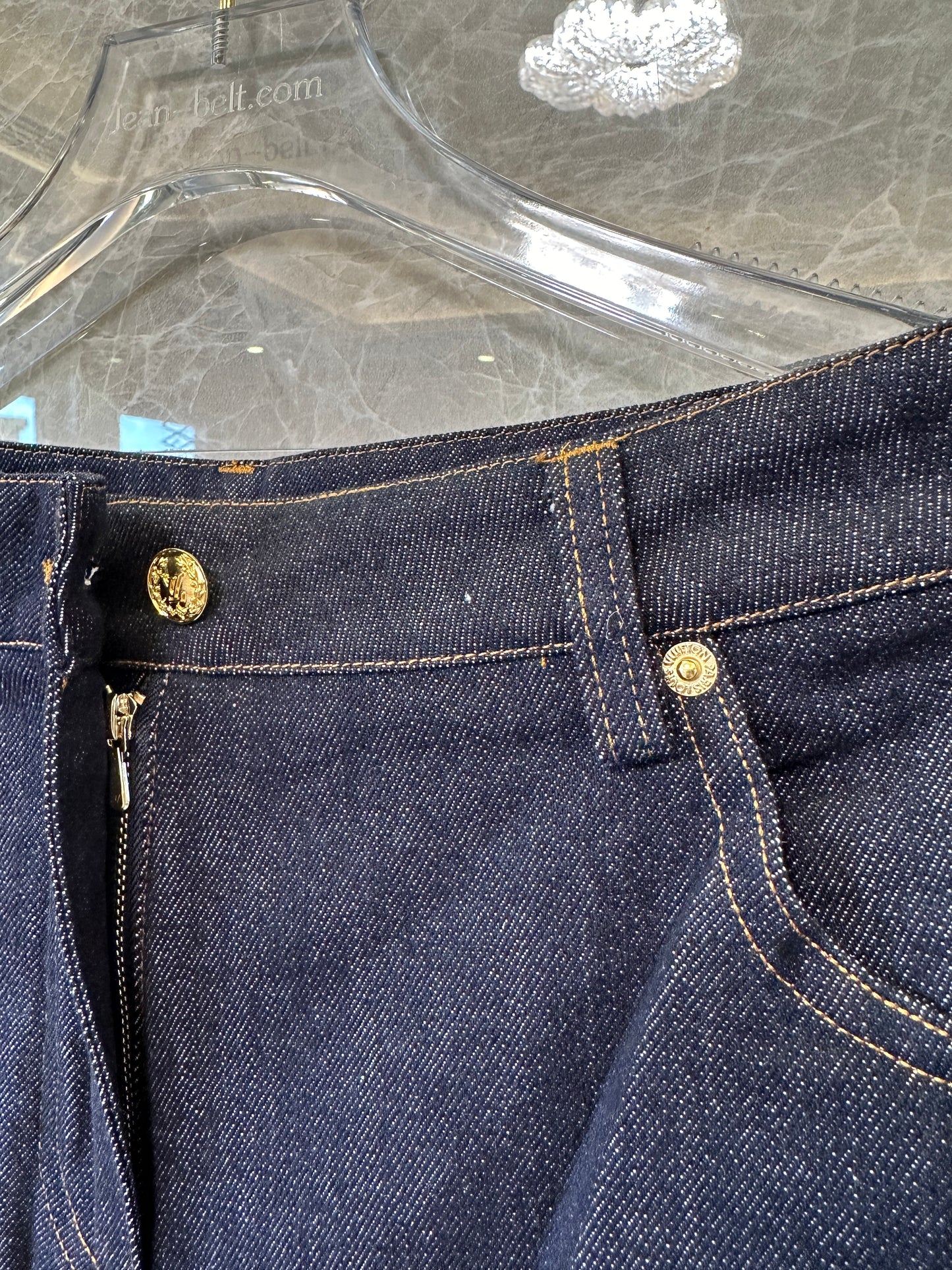Louis Vuitton Denim Jeans – Dark Wash with LV Logo Hem Detail