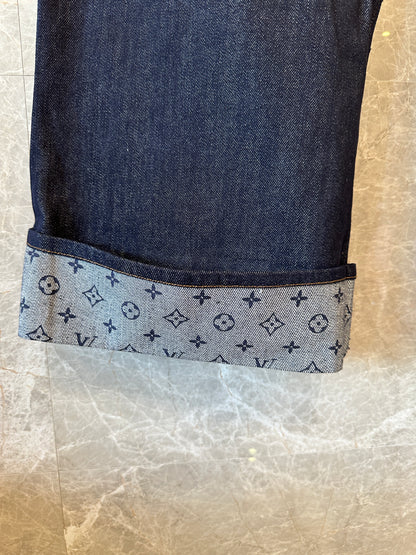 Louis Vuitton Denim Jeans – Dark Wash with LV Logo Hem Detail