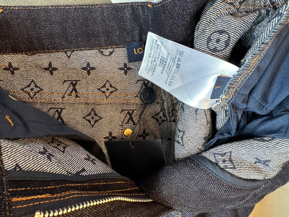 Louis Vuitton Denim Jeans – Dark Wash with LV Logo Hem Detail