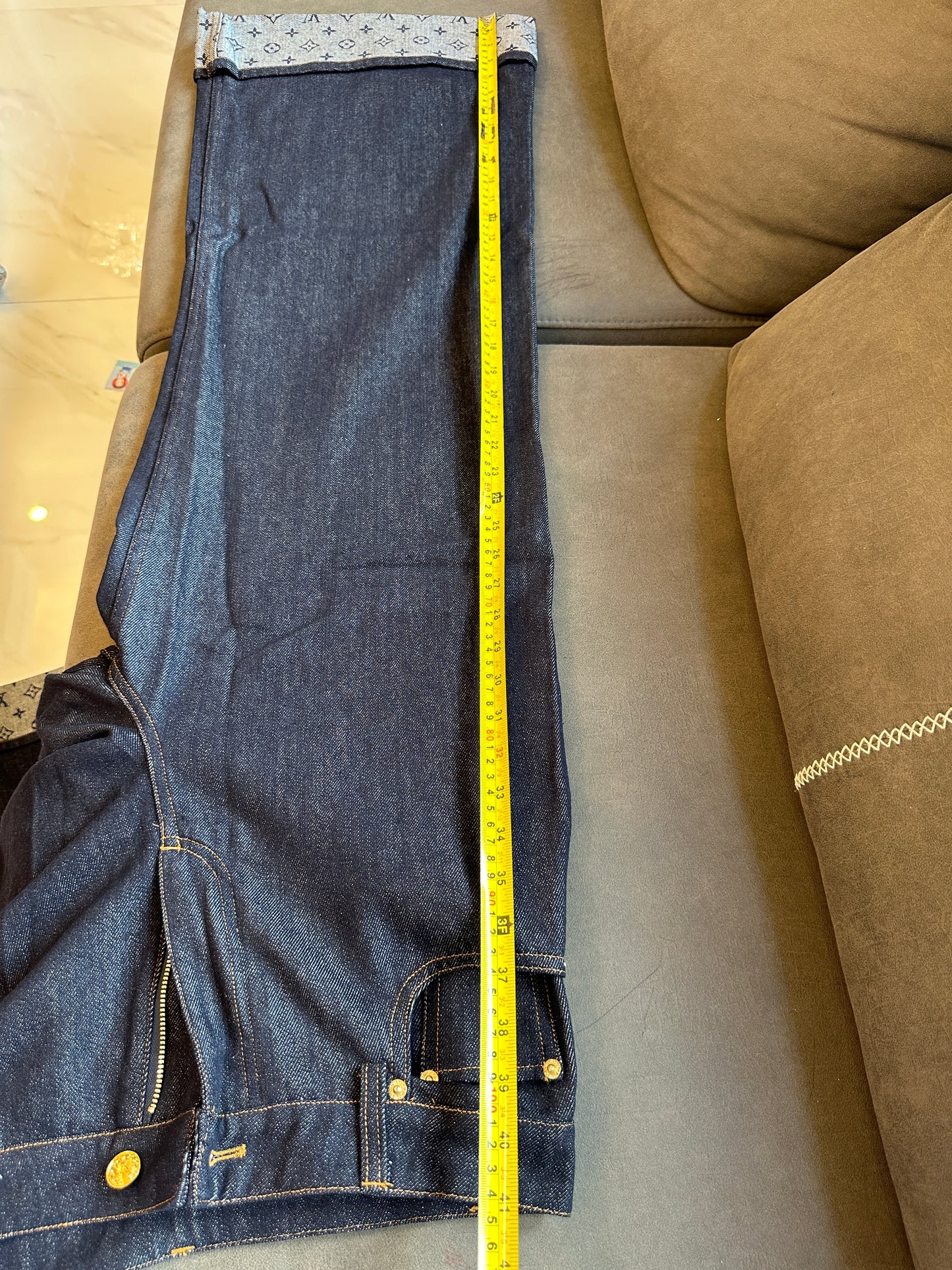 Louis Vuitton Denim Jeans – Dark Wash with LV Logo Hem Detail