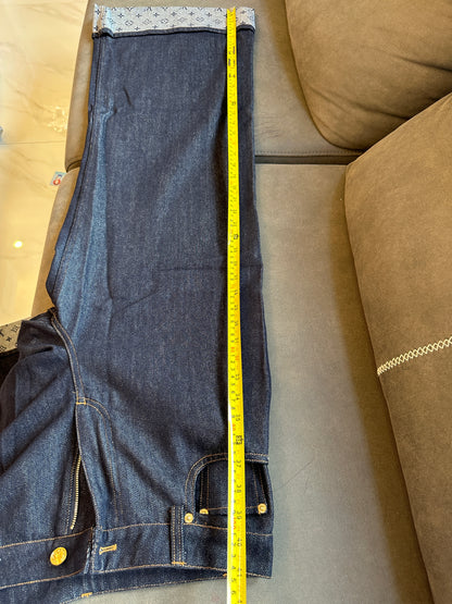 Louis Vuitton Denim Jeans – Dark Wash with LV Logo Hem Detail