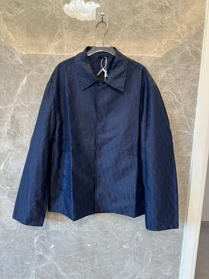 Dior Navy Blue Logo-Embossed Jacket – Premium Designer Outerwear