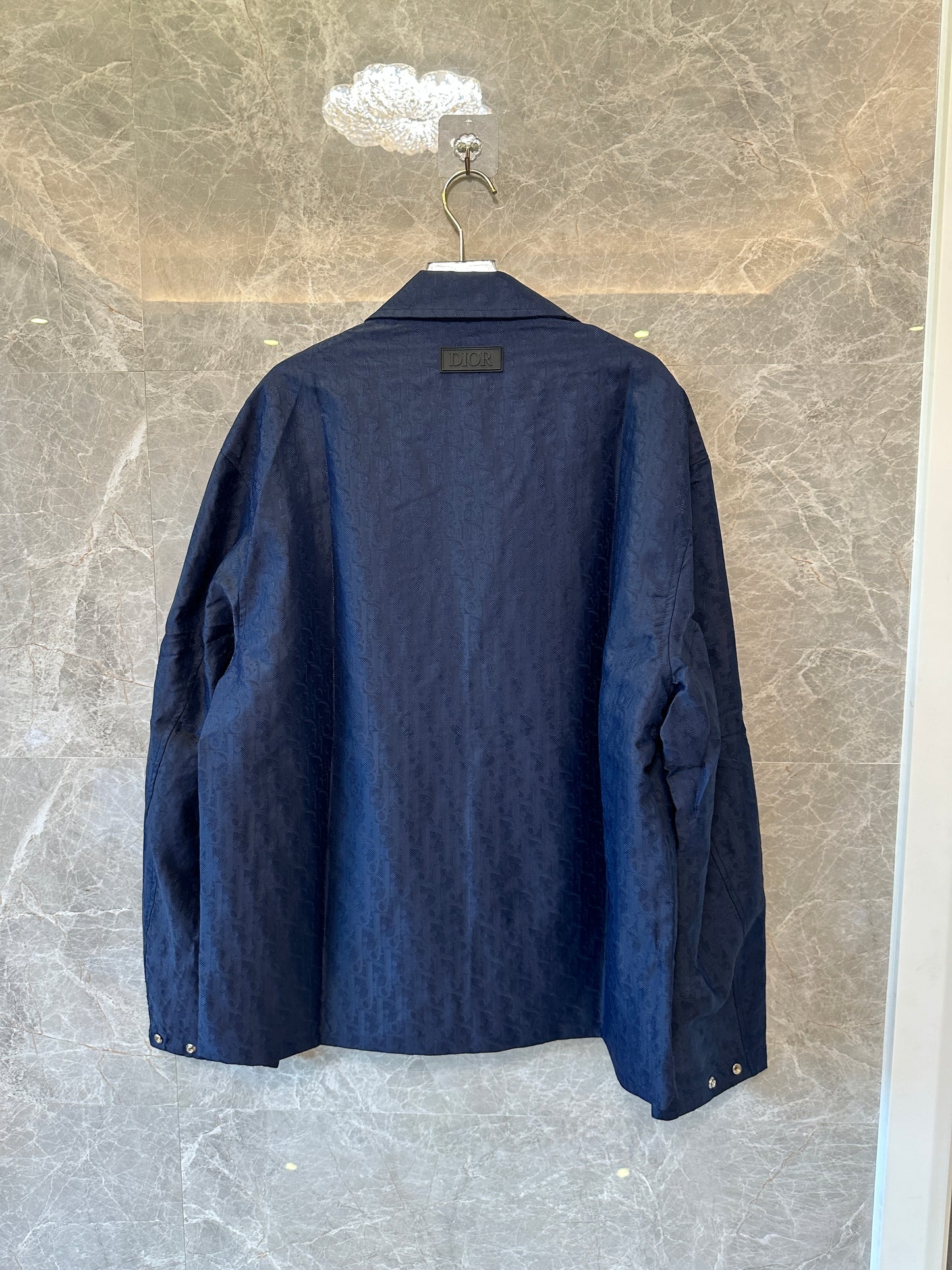 Dior Navy Blue Logo-Embossed Jacket – Premium Designer Outerwear