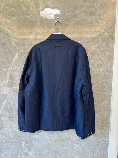 Dior Navy Blue Logo-Embossed Jacket – Premium Designer Outerwear