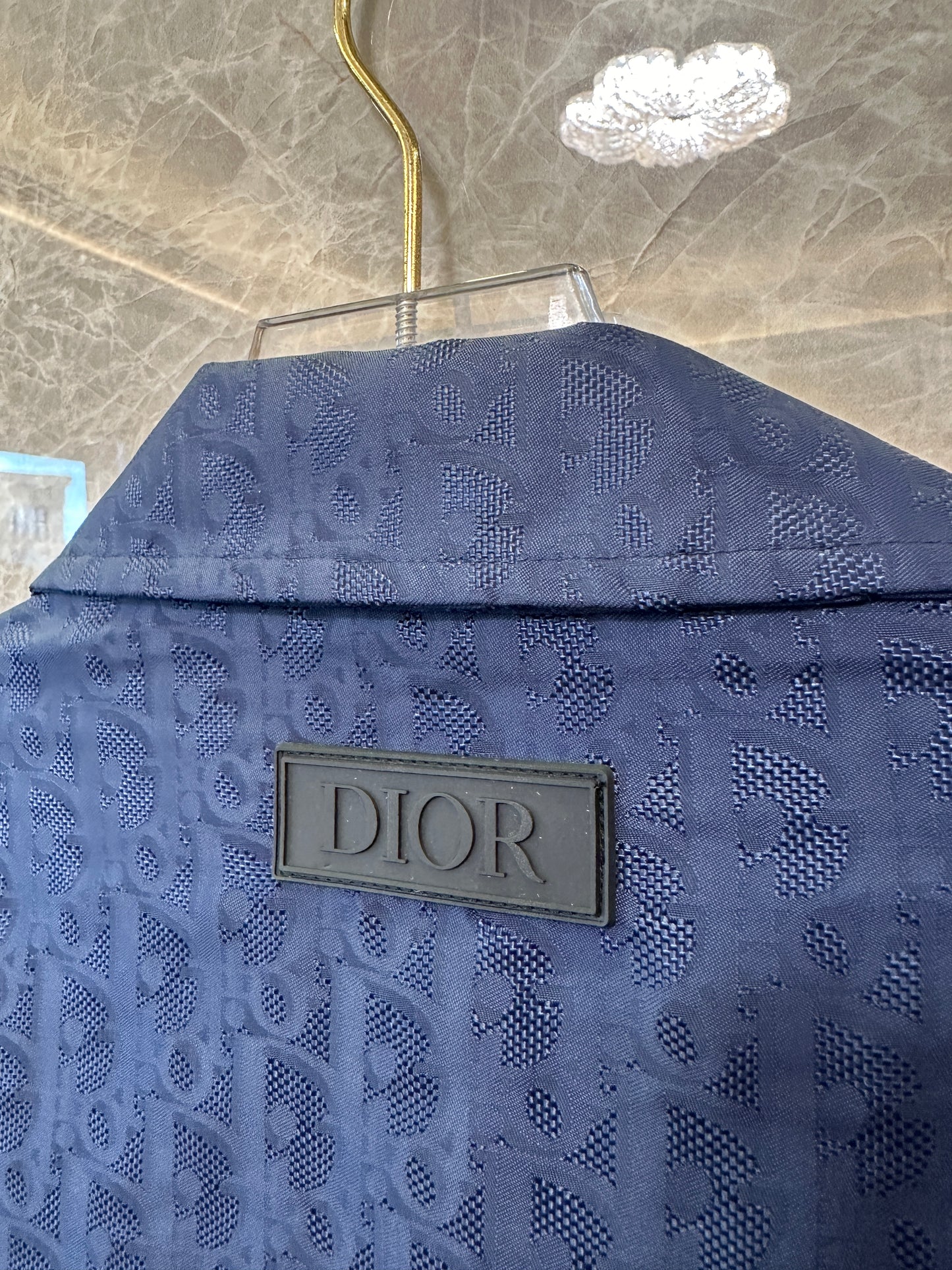 Dior Navy Blue Logo-Embossed Jacket – Premium Designer Outerwear