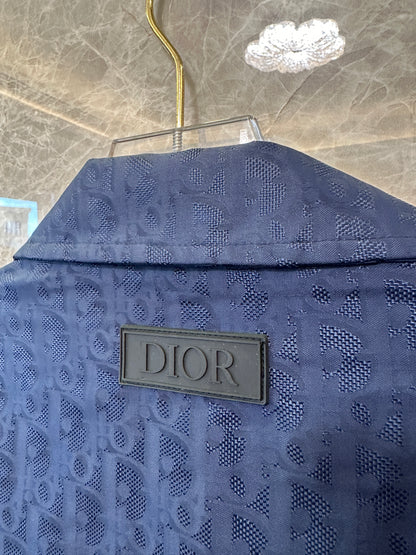 Dior Navy Blue Logo-Embossed Jacket – Premium Designer Outerwear