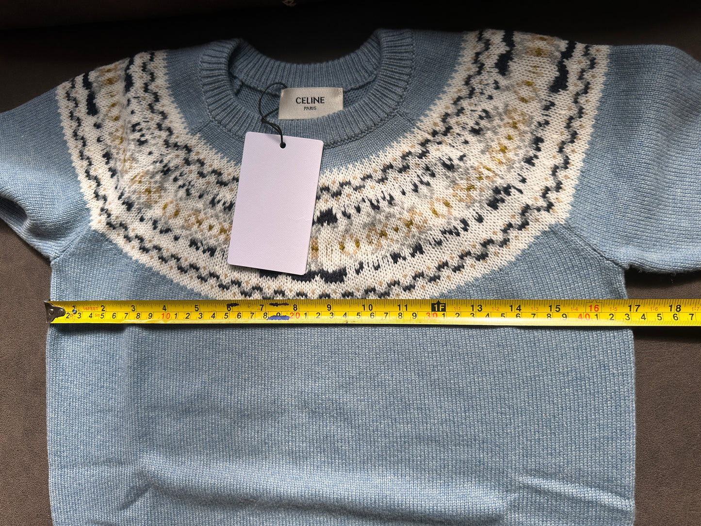 Suéter de punto de lana Celine Fair Isle en azul
