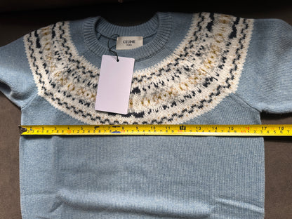 Suéter de punto de lana Celine Fair Isle en azul