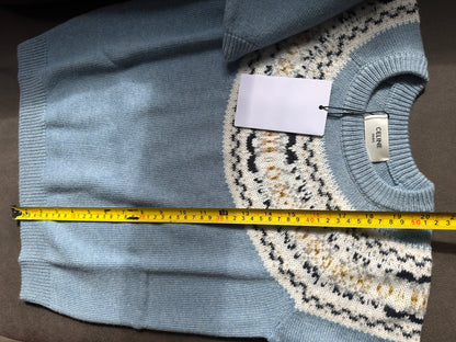 Suéter de punto de lana Celine Fair Isle en azul