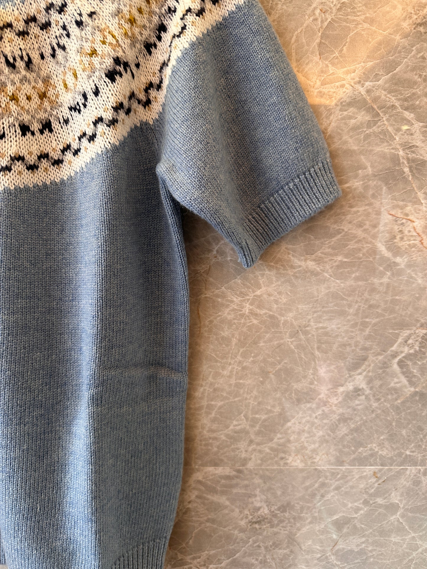 Suéter de punto de lana Celine Fair Isle en azul