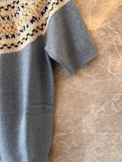 Suéter de punto de lana Celine Fair Isle en azul