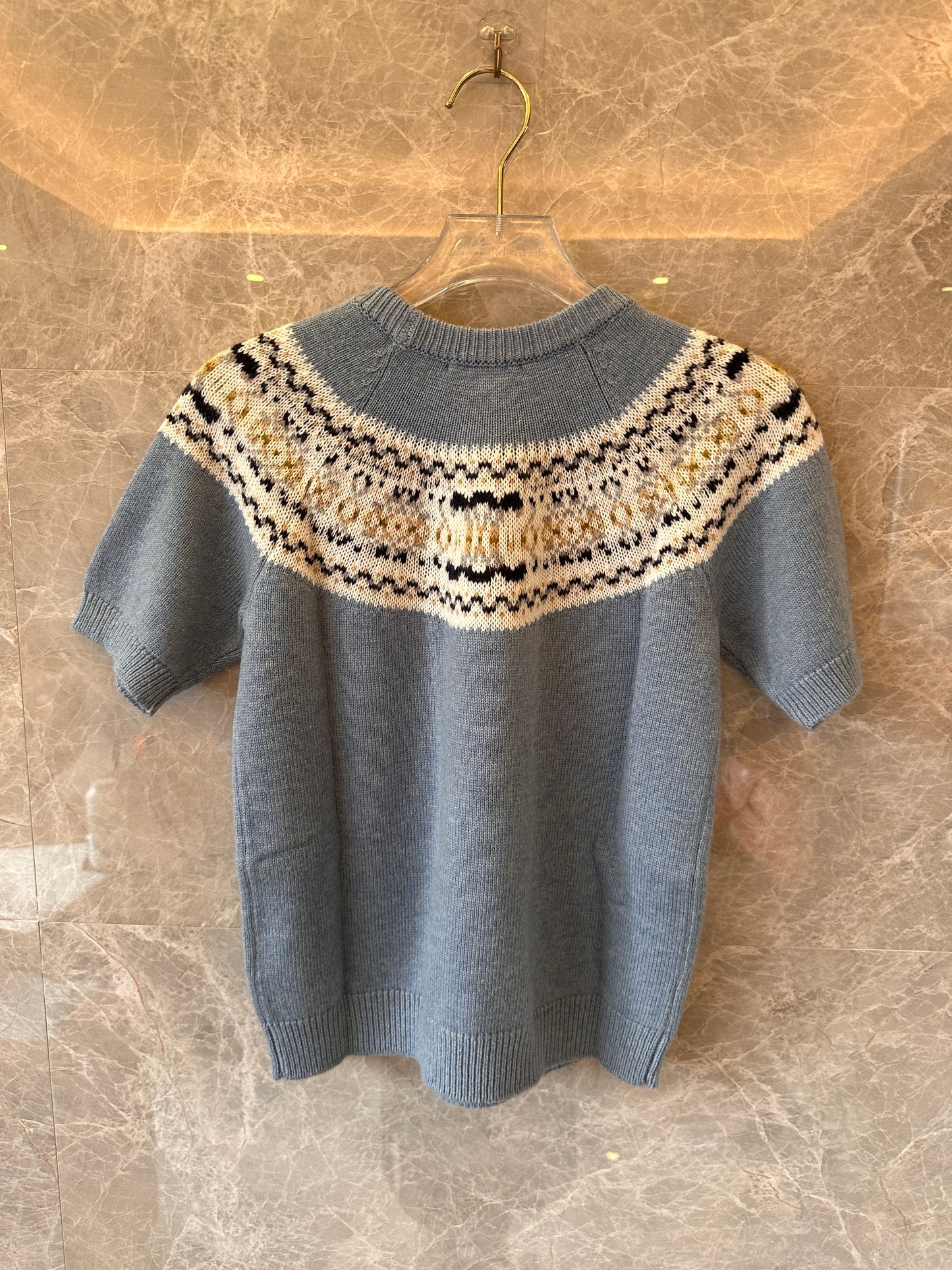 Suéter de punto de lana Celine Fair Isle en azul