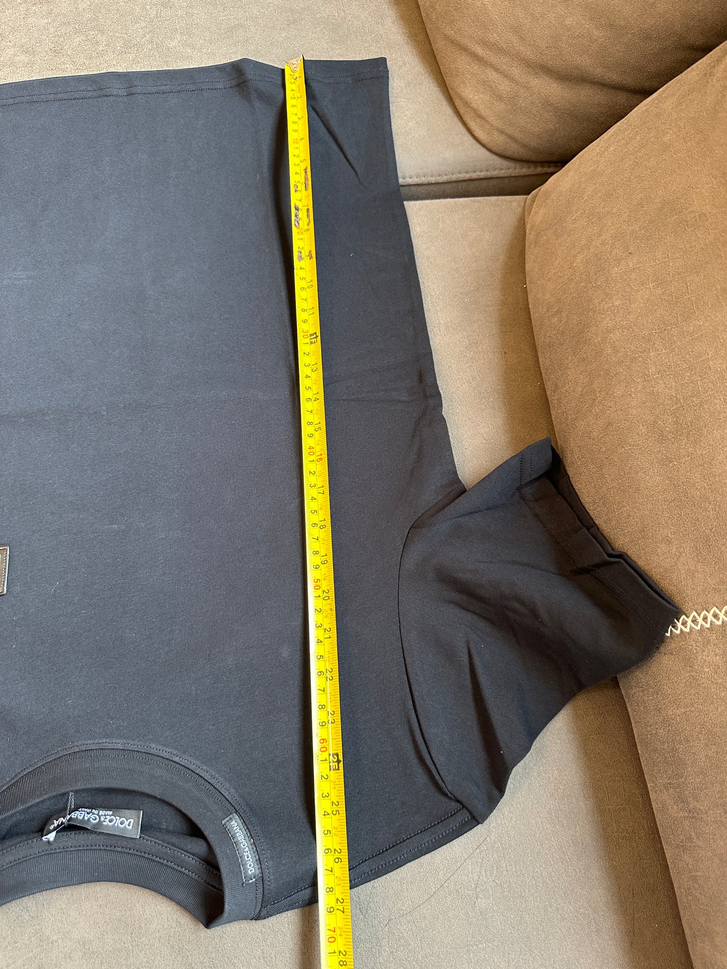 Dolce & Gabbana Black Cotton T-Shirt with Logo Patch