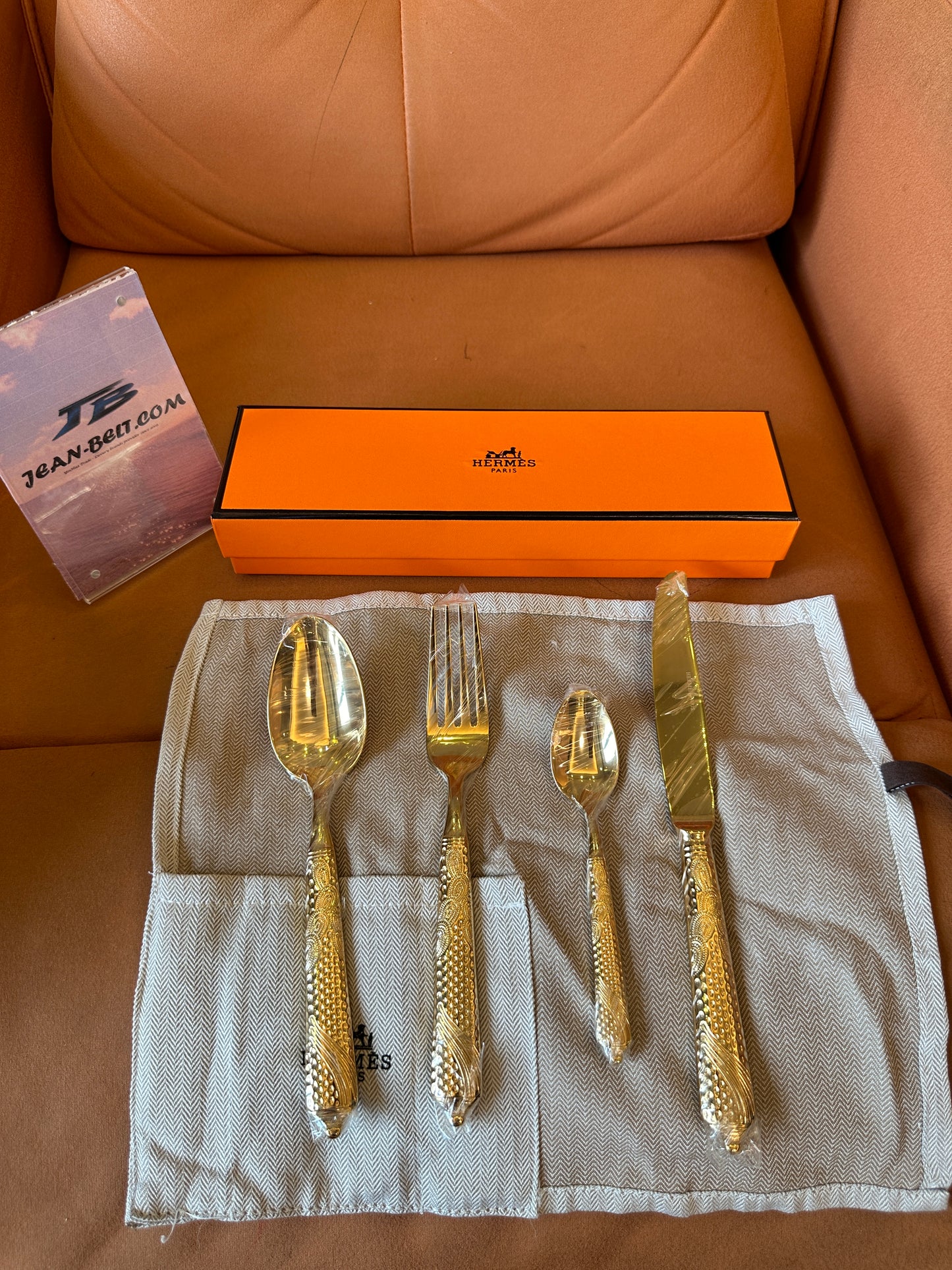 Hermès Gold-Plated Cutlery Set – 4-Piece Luxury Dining Flatware