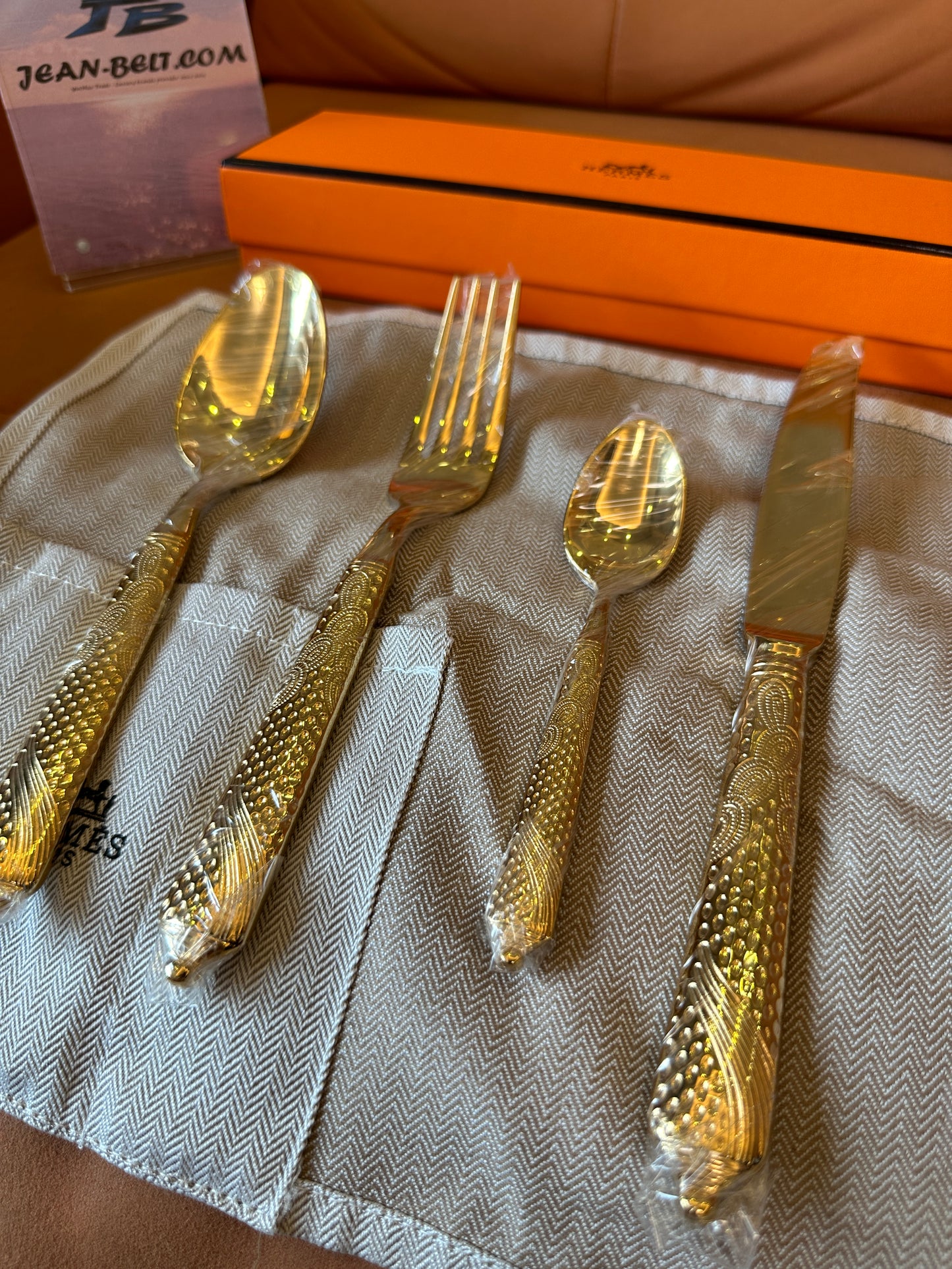 Hermès Gold-Plated Cutlery Set – 4-Piece Luxury Dining Flatware