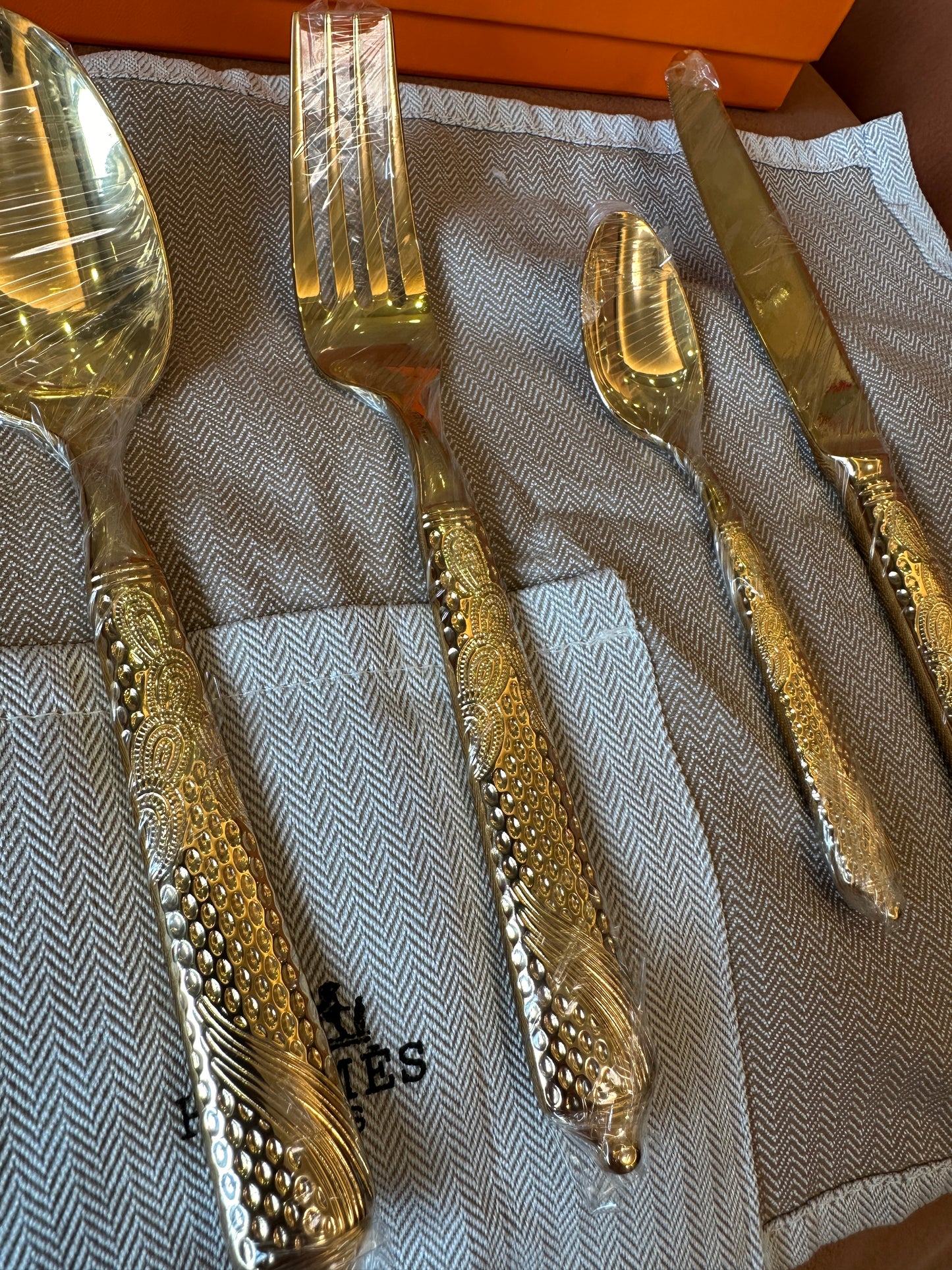 Hermès Gold-Plated Cutlery Set – 4-Piece Luxury Dining Flatware
