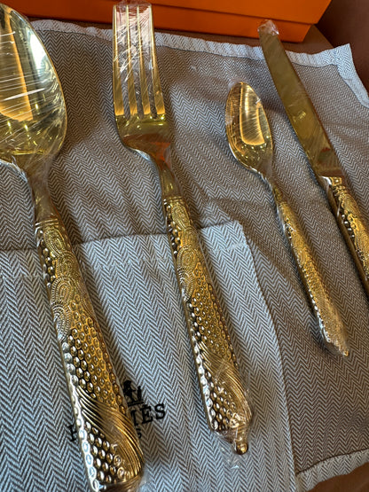 Hermès Gold-Plated Cutlery Set – 4-Piece Luxury Dining Flatware