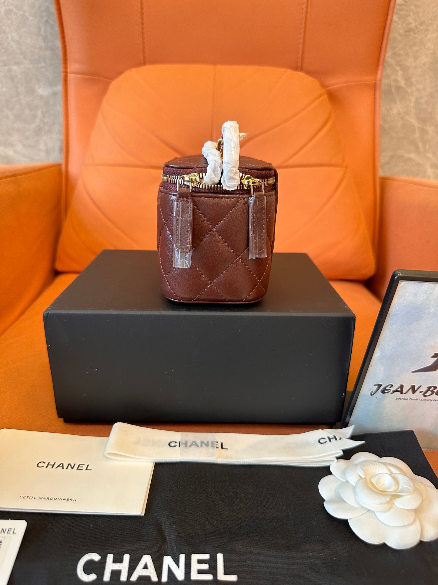 Chanel Mini Vanity Case in Quilted Burgundy Leather