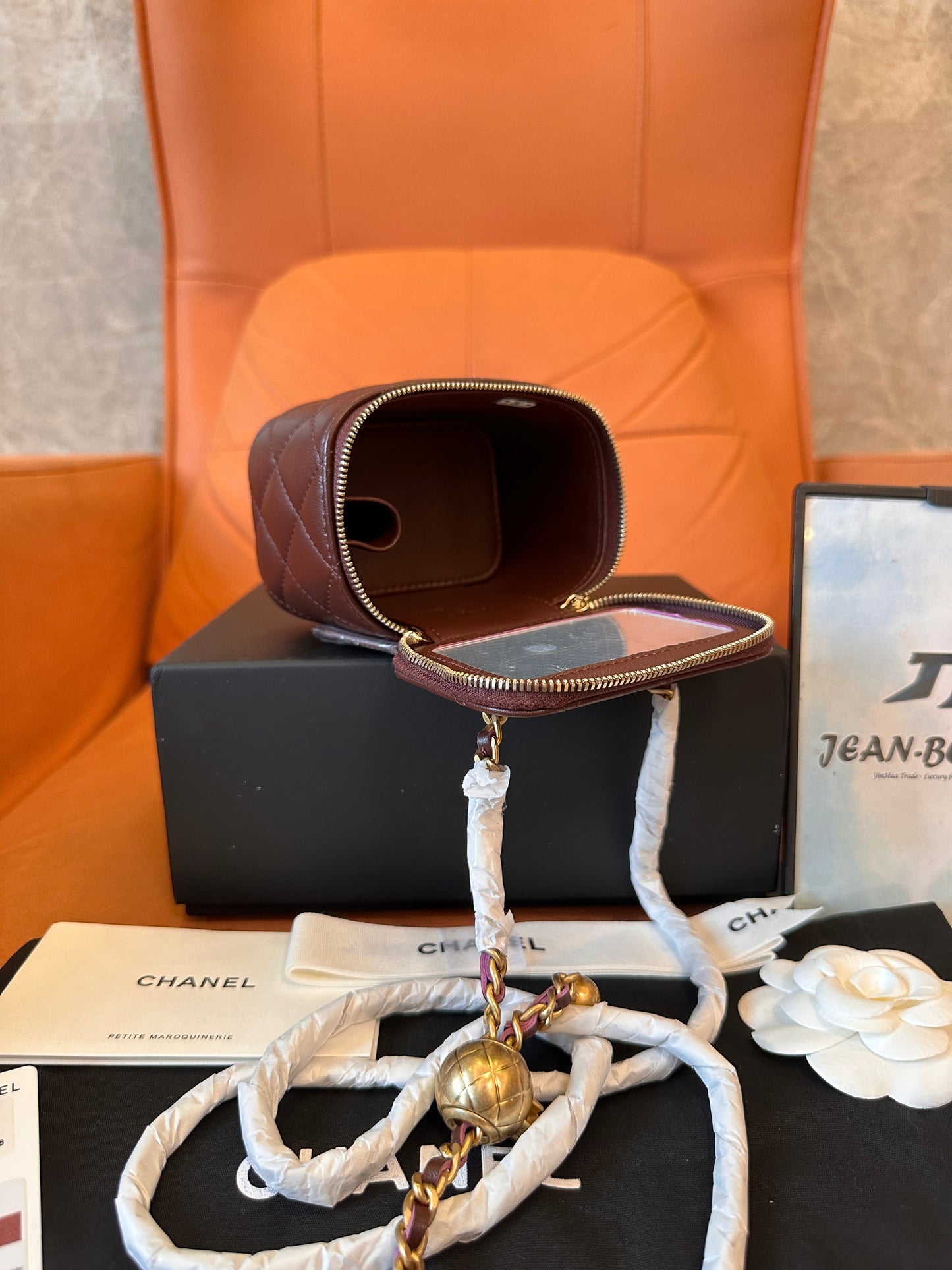 Chanel Mini Vanity Case in Quilted Burgundy Leather